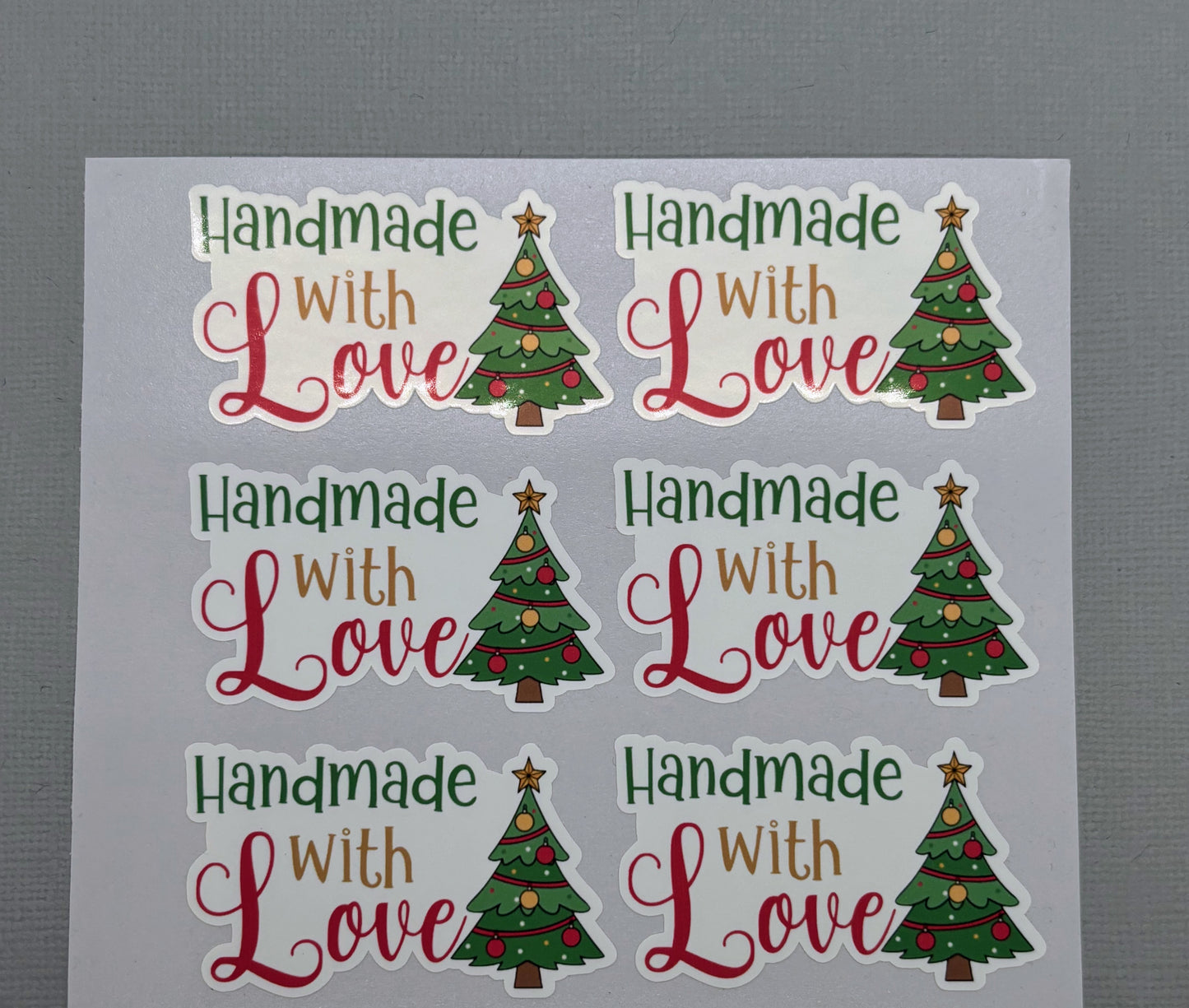 Handmade with Love Christmas Tree Packaging Stickers