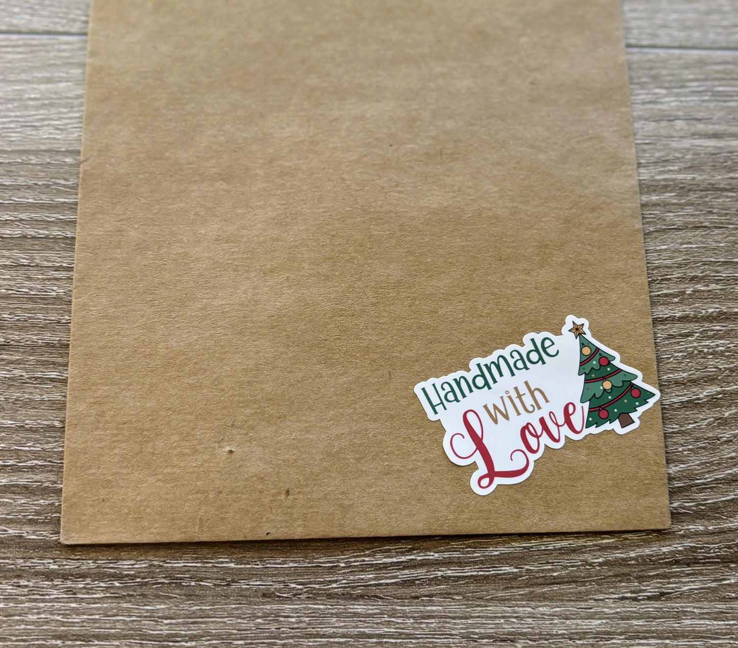 Handmade with Love Christmas Tree Packaging Stickers