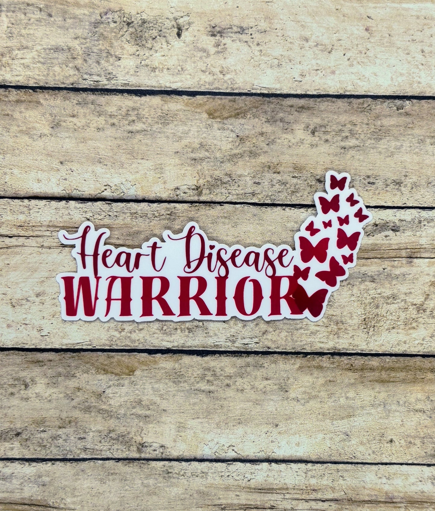 Heart Disease Warrior with Butterflies Sticker