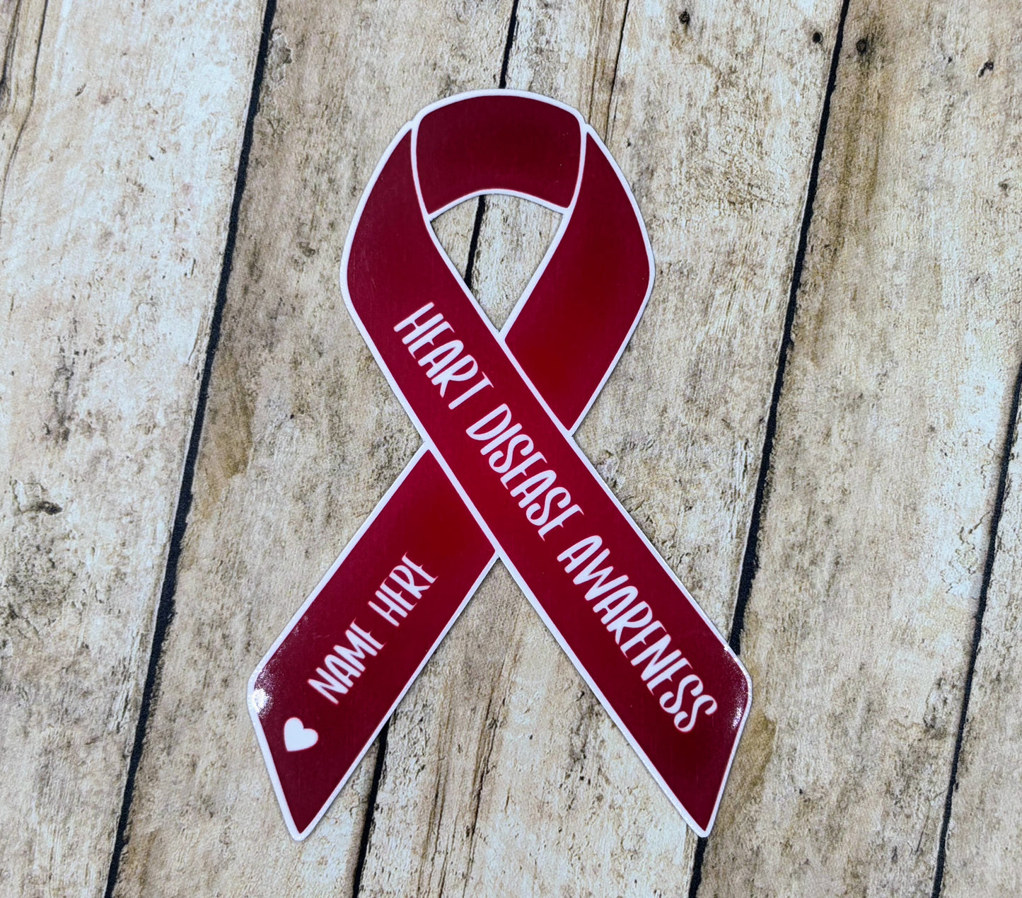 Heart Disease Awareness Custom Ribbon Sticker