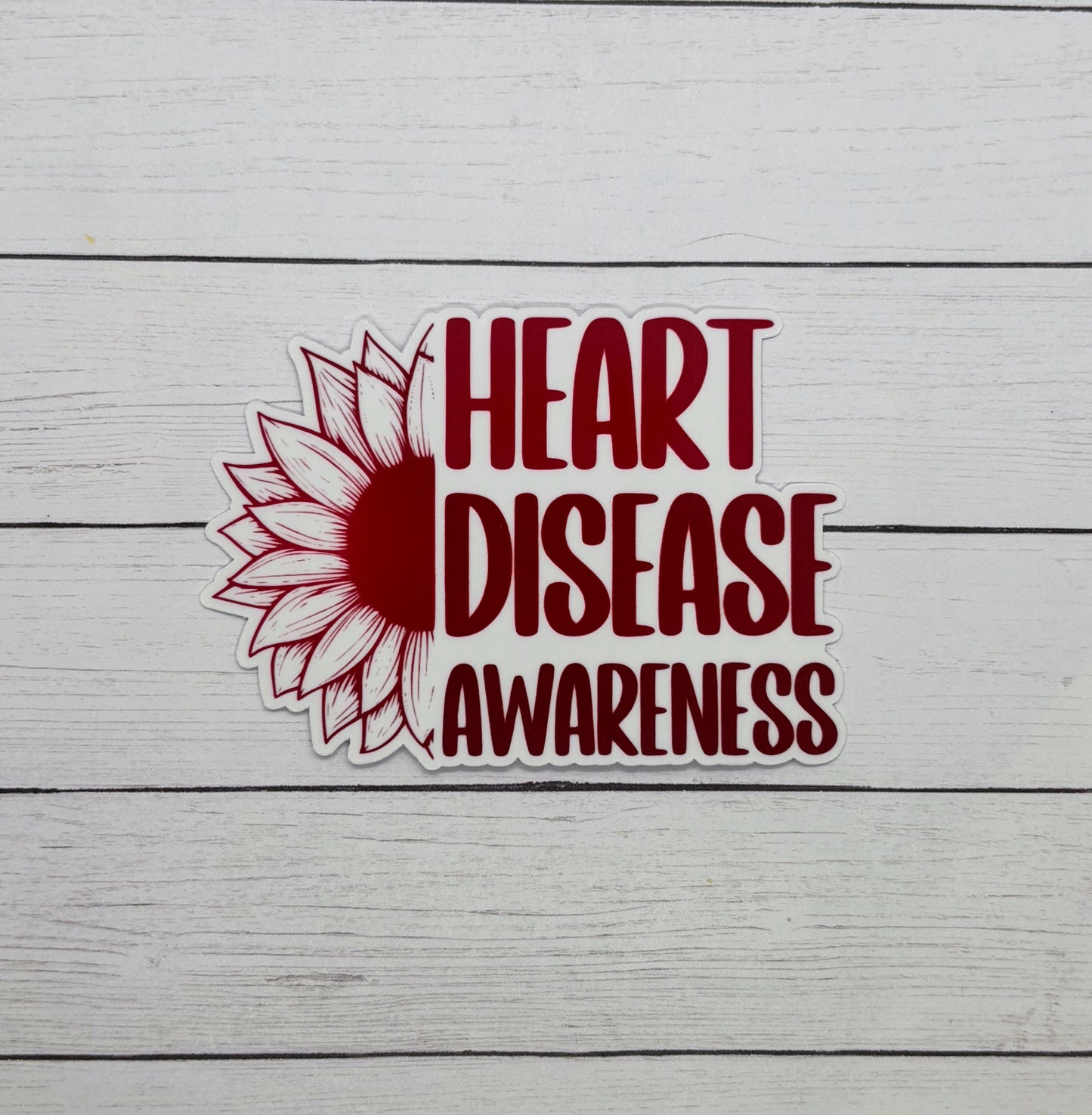 Heart Disease Awareness Sunflower Sticker