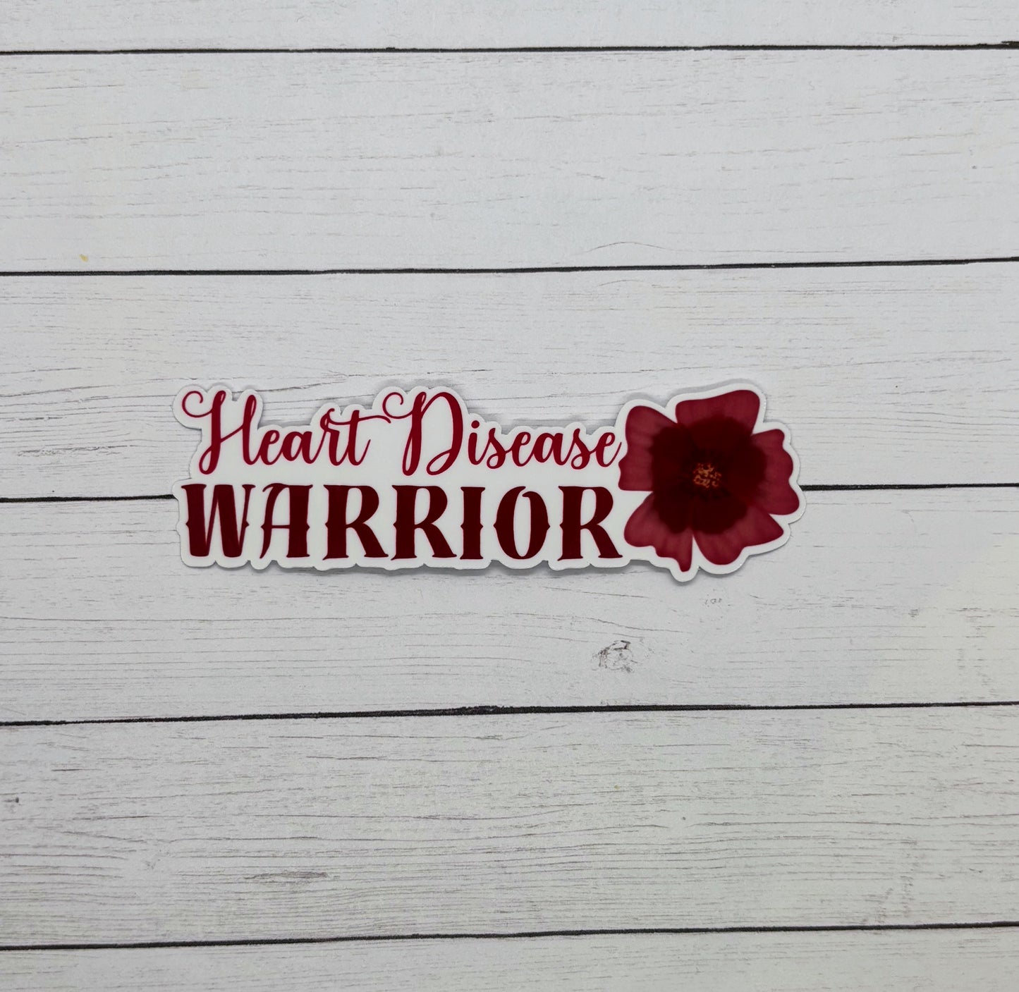 Heart Disease Warrior with Flower Sticker