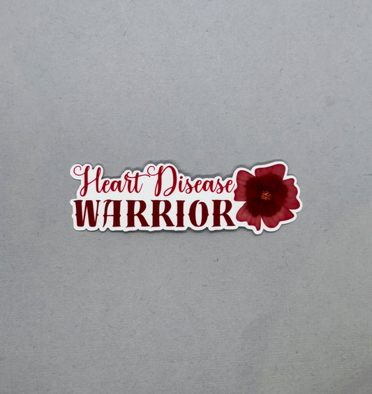 Heart Disease Warrior with Flower Sticker