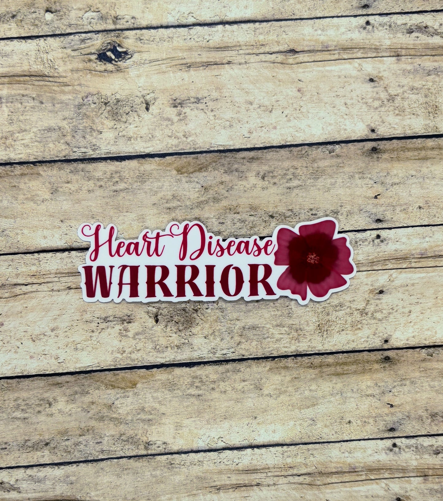 Heart Disease Warrior with Flower Sticker