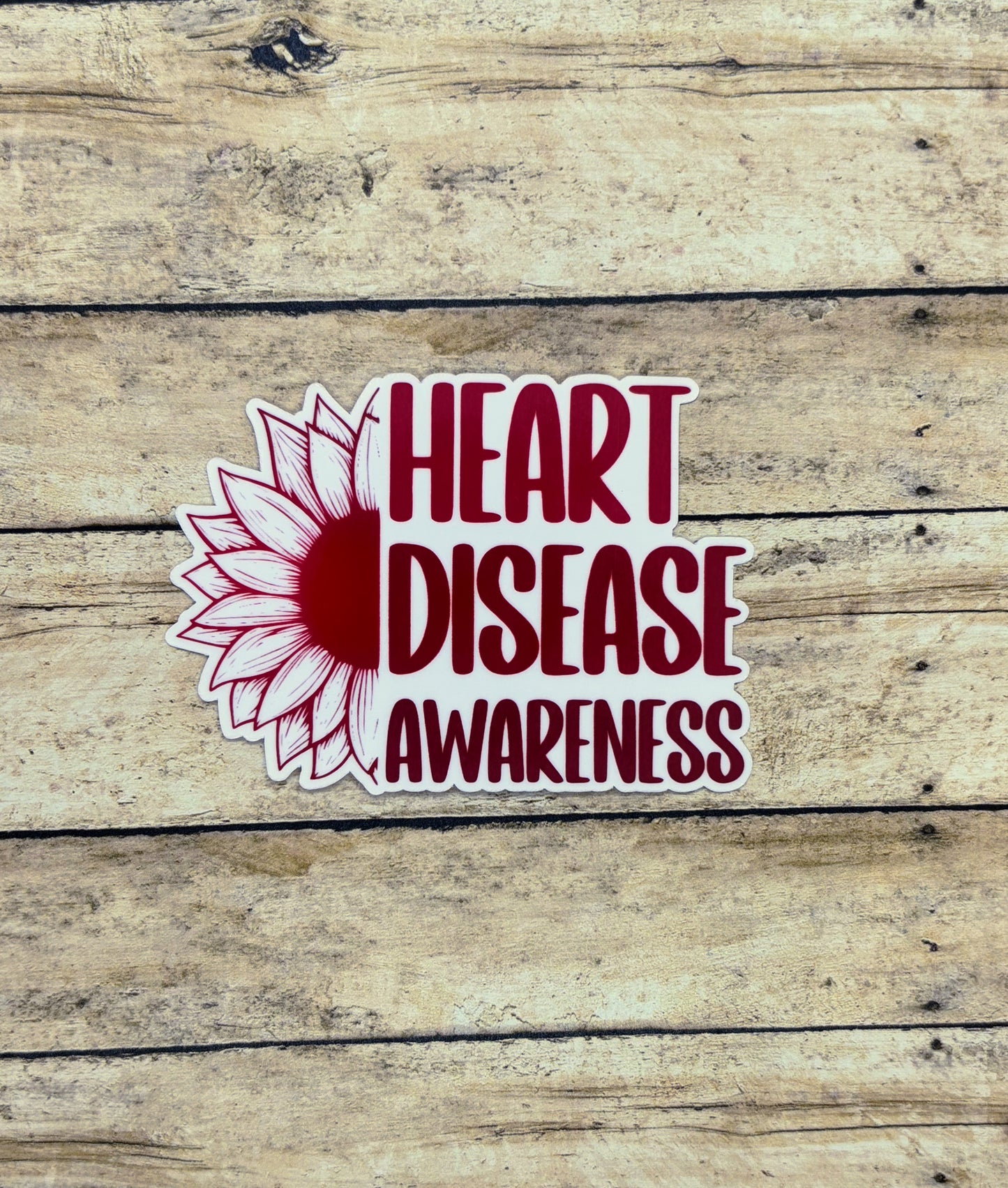 Heart Disease Awareness Sunflower Sticker