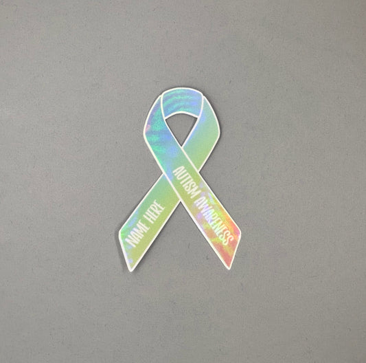 Autism Awareness Holographic Custom Ribbon Sticker