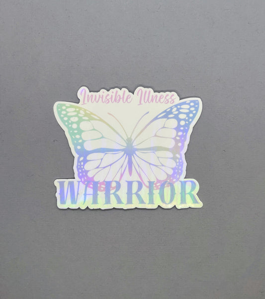 Invisible Illness Warrior Butterfly Holographic Sticker
