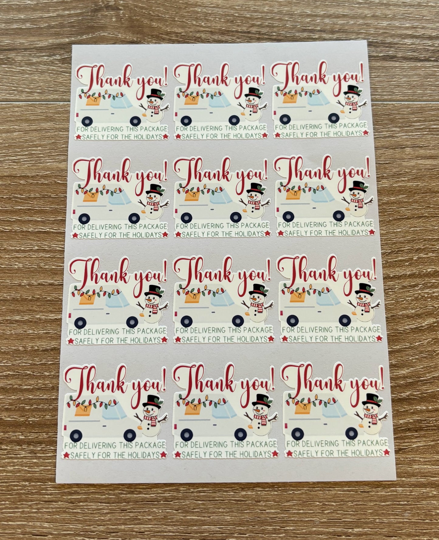 Thank you Mail Carrier Snowman Holiday Packaging Stickers