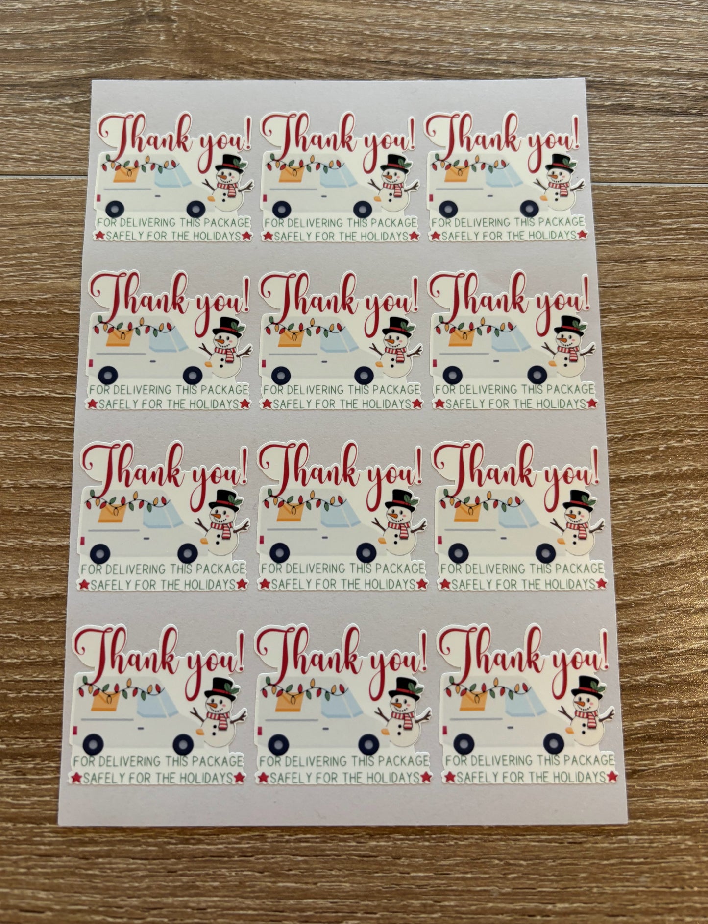 Thank you Mail Carrier Snowman Holiday Packaging Stickers