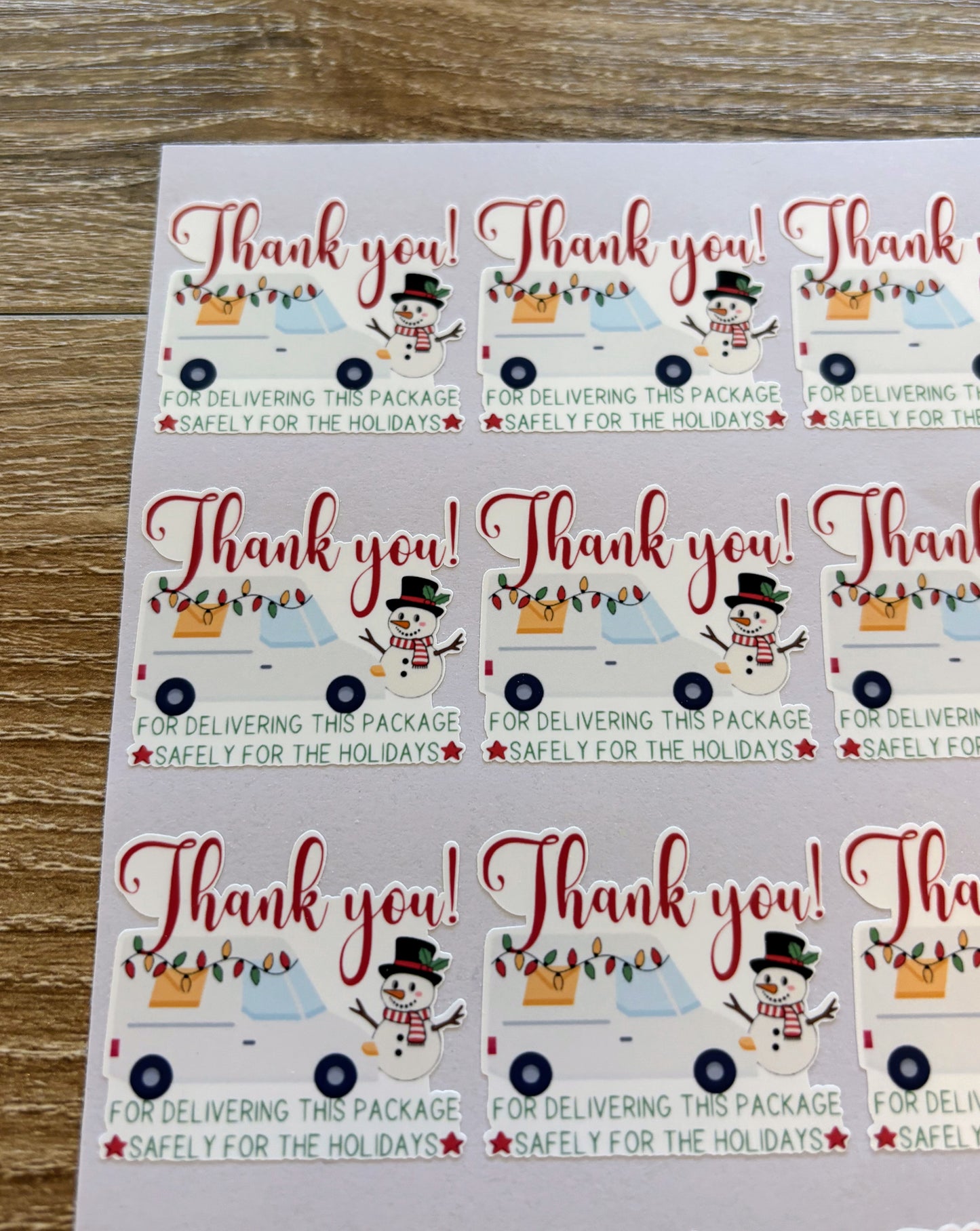 Thank you Mail Carrier Snowman Holiday Packaging Stickers