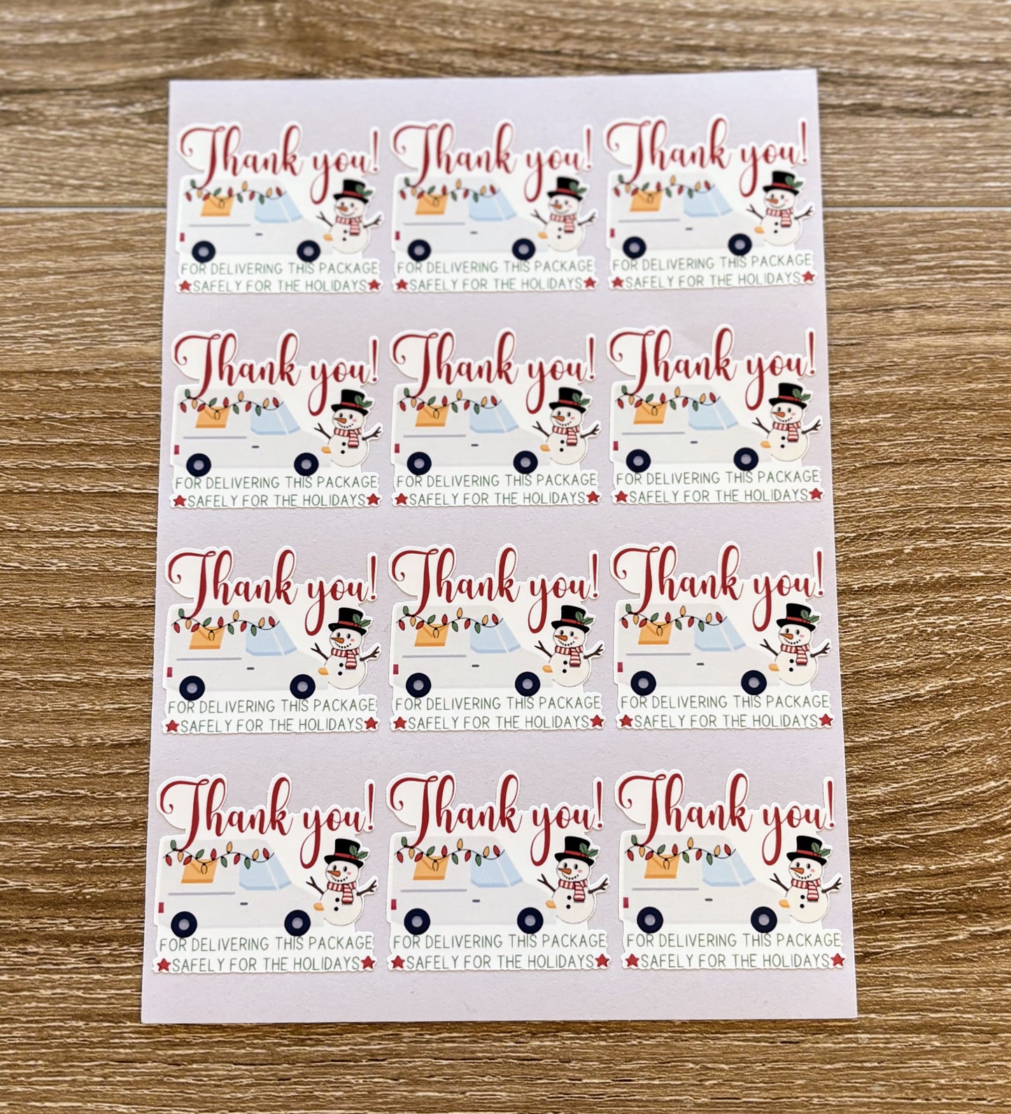 Thank you Mail Carrier Snowman Holiday Packaging Stickers