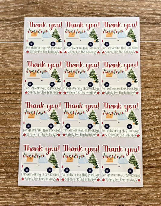 Thank you Mail Carrier Holiday Packaging Stickers