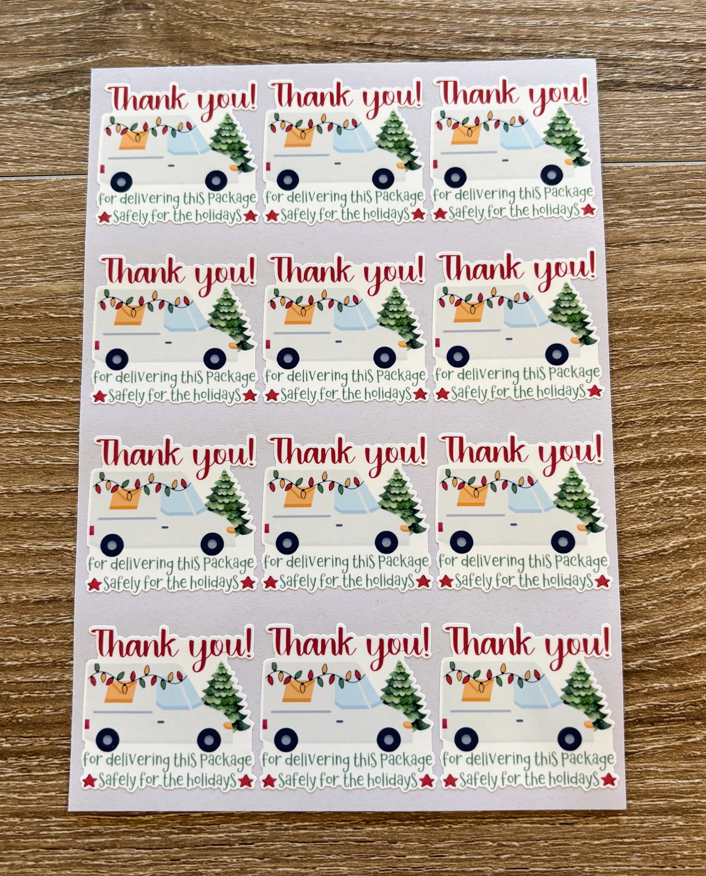 Thank you Mail Carrier Holiday Packaging Stickers