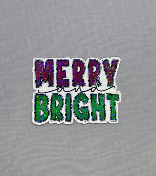 Merry and Bright Holographic Sticker