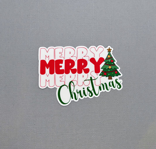 Merry Christmas Tree Sticker