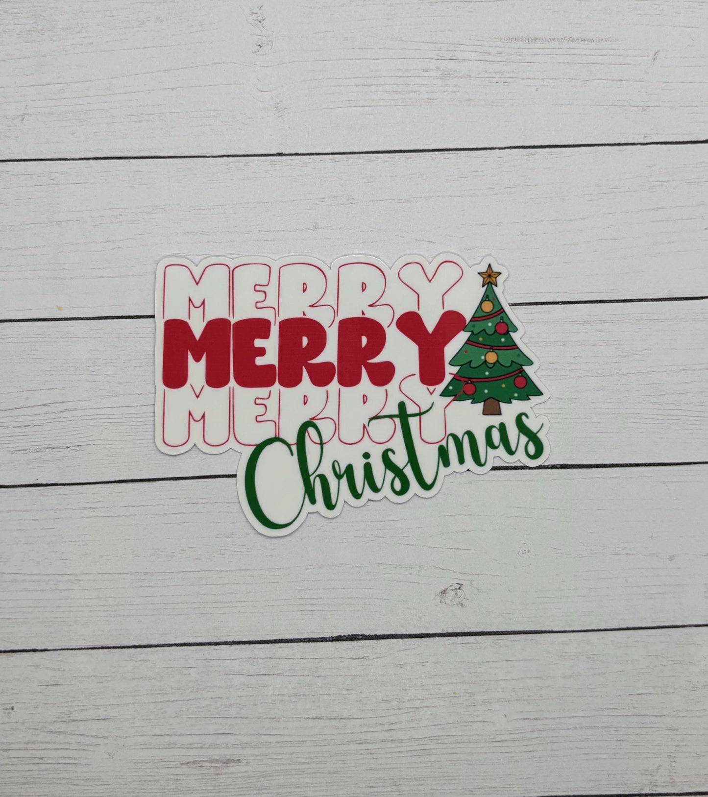 Merry Christmas Tree Sticker