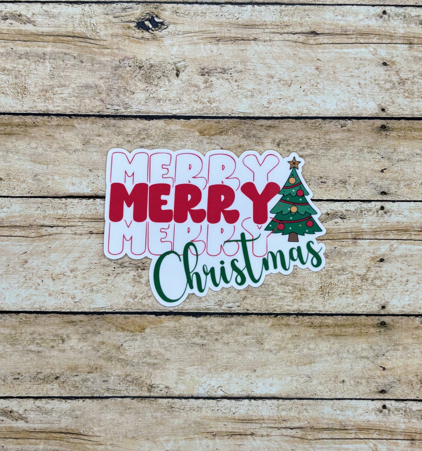 Merry Christmas Tree Sticker