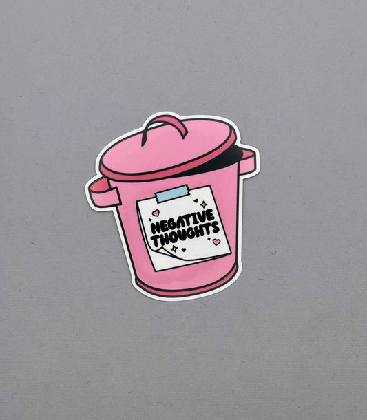 Negative Thoughts Trash Can Sticker