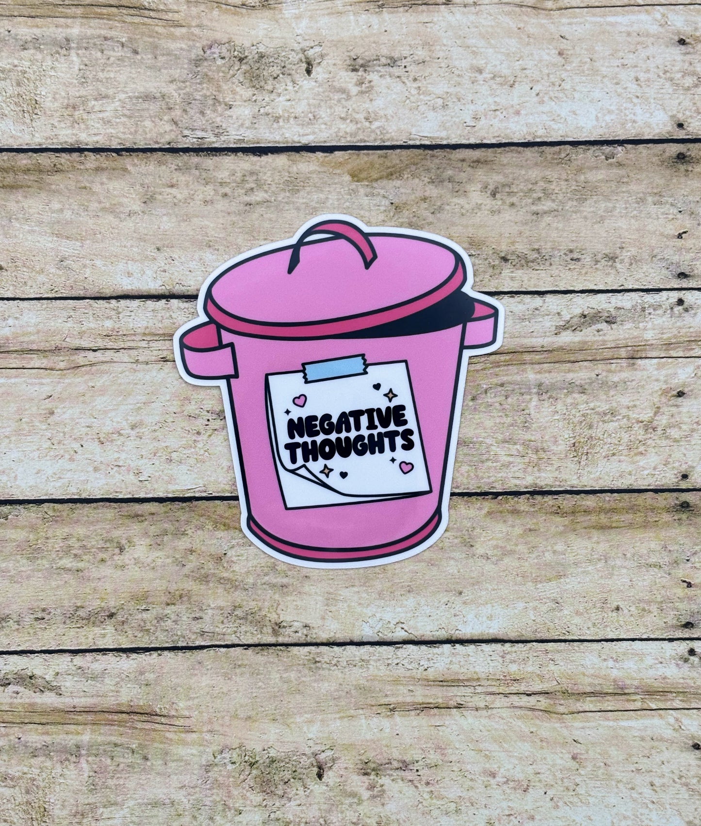 Negative Thoughts Trash Can Sticker