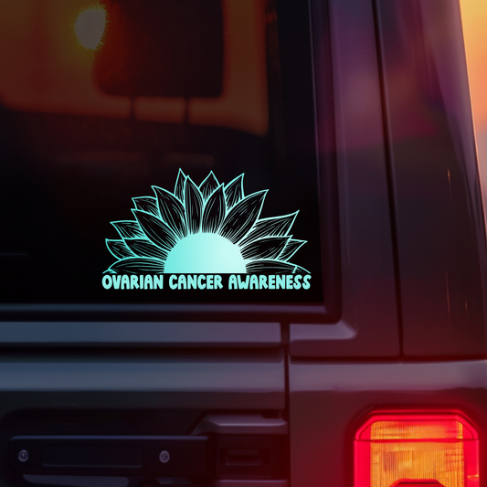 Ovarian Cancer Awareness Sunflower Car Decal