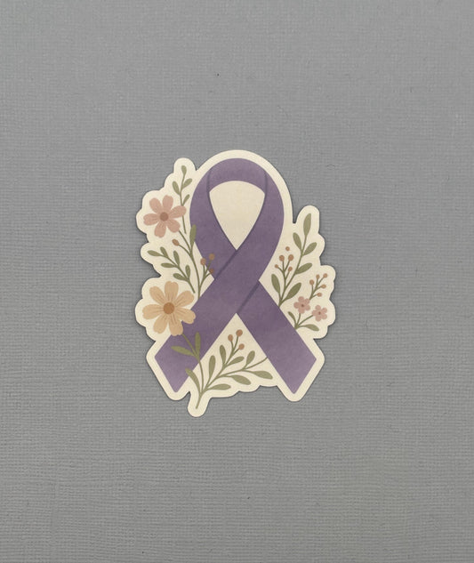Overdose Awareness Ribbon with Flowers Sticker