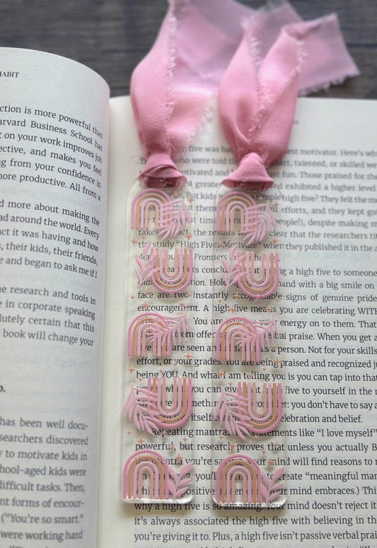 Pink Boho Rainbow Bookmark