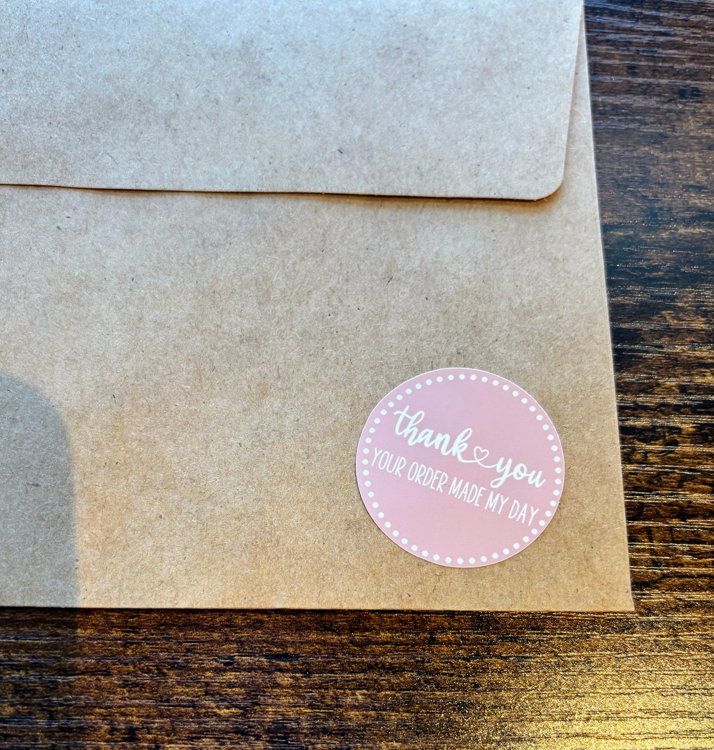 Thank you Your Order Made My Day Packaging Stickers - Pink Boho