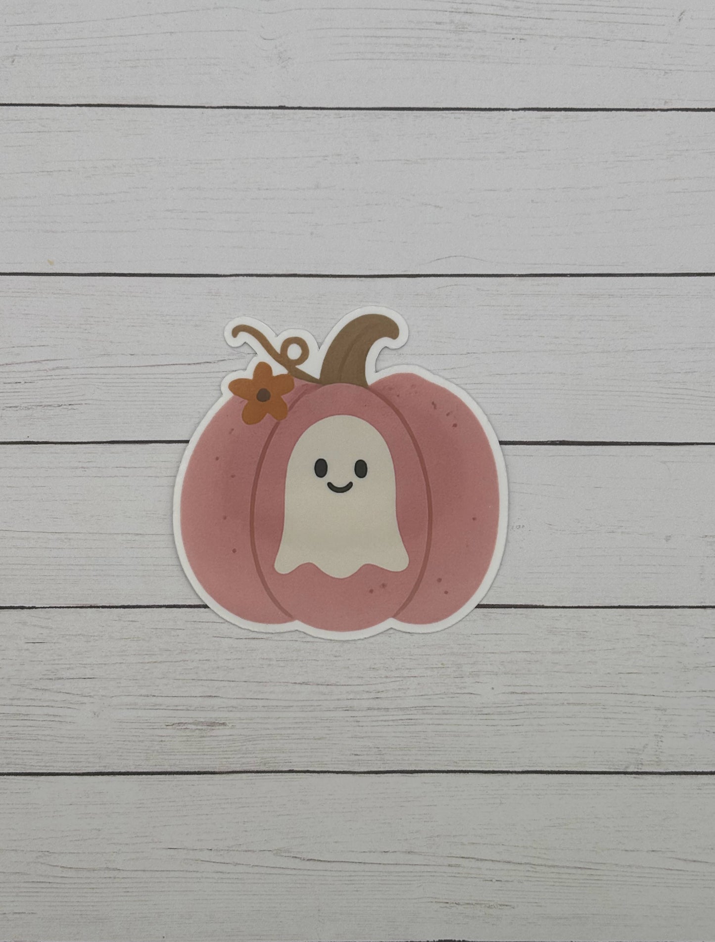 Pink Pumpkin Ghost Sticker