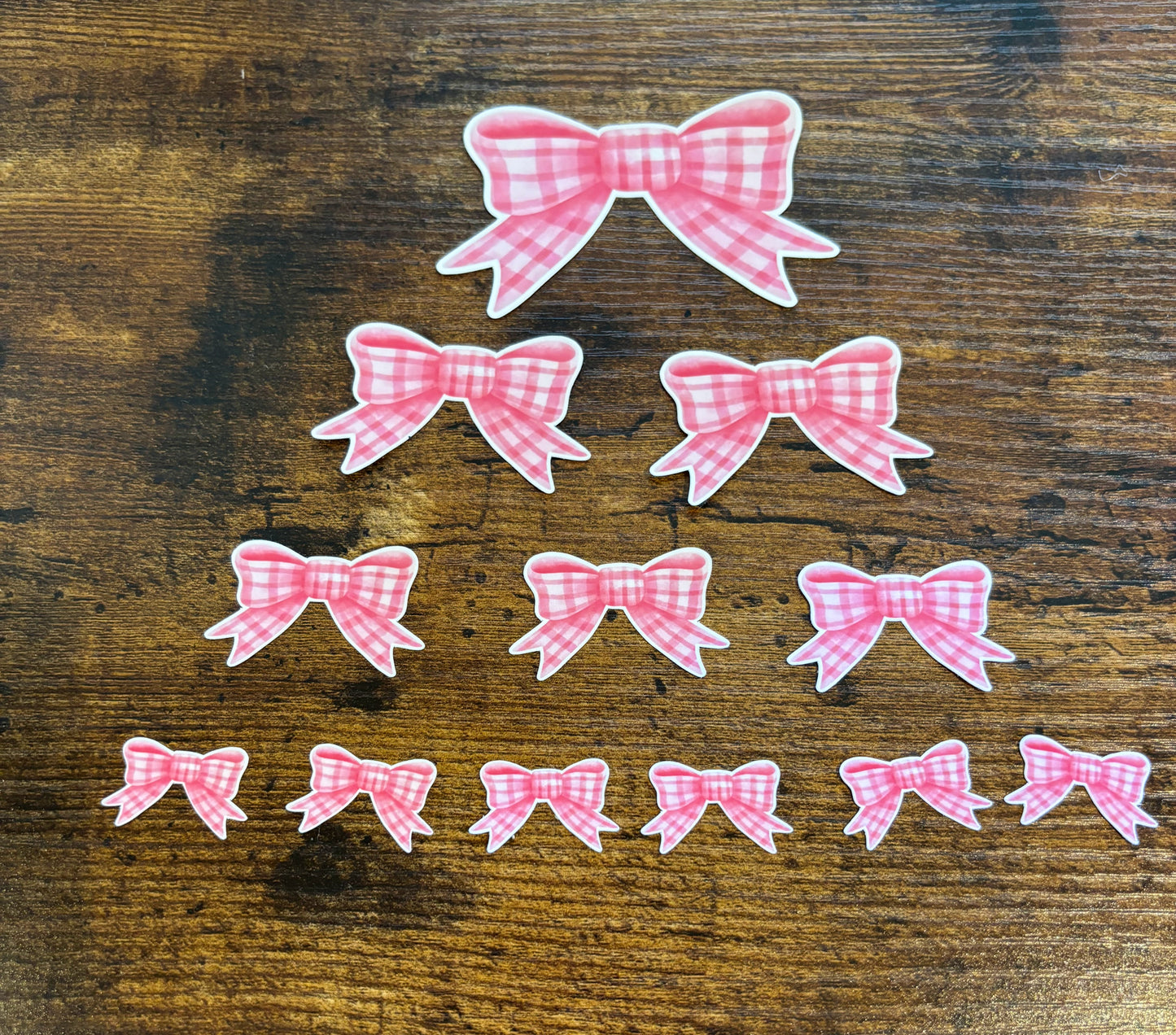 Pink Plaid Bow Sticker Sets