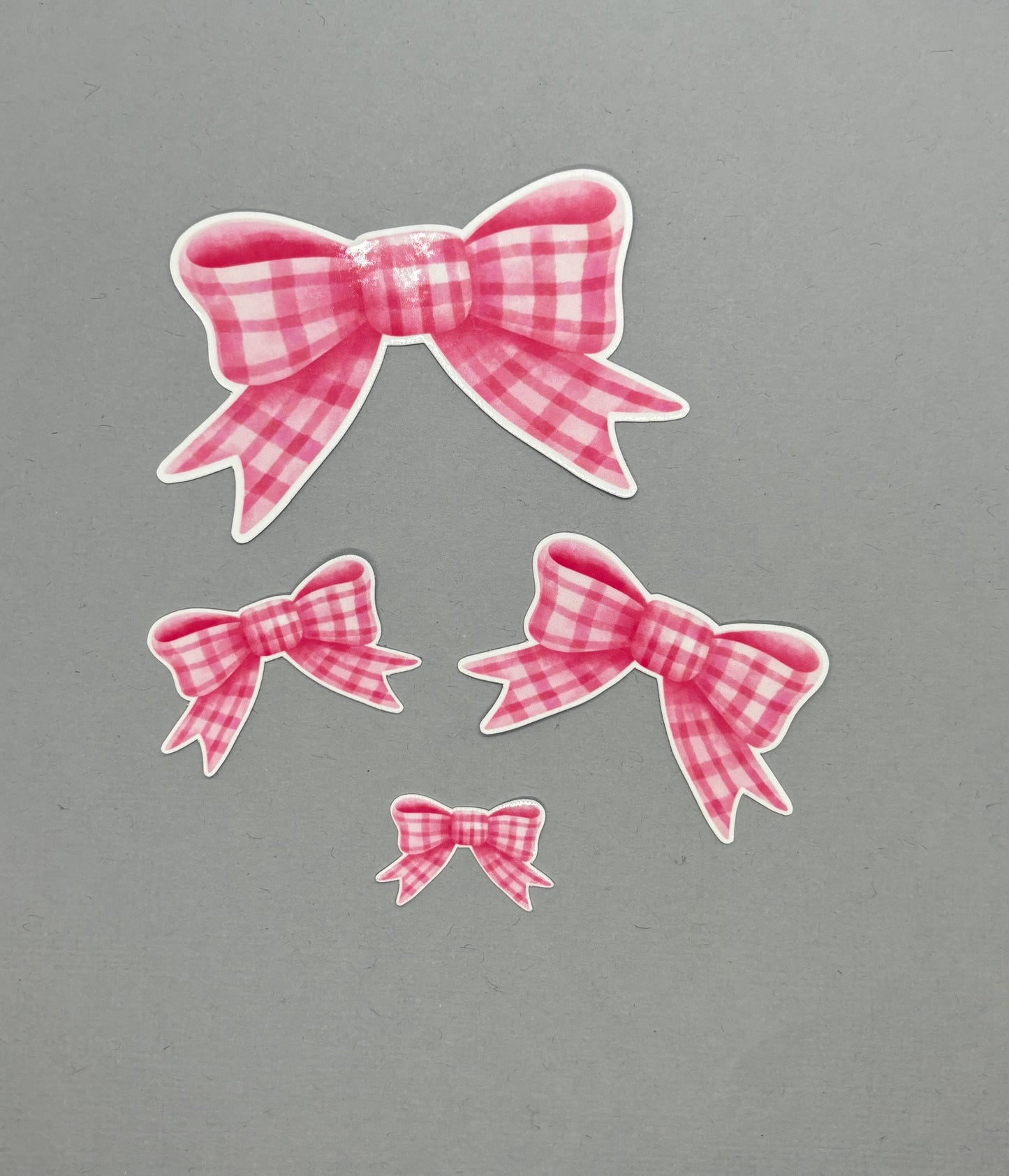 Pink Plaid Bow Sticker Sets