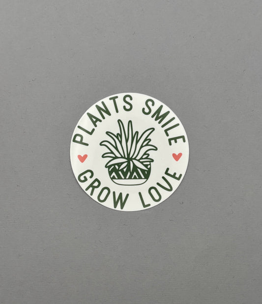 Plants Smile Grow Love Sticker