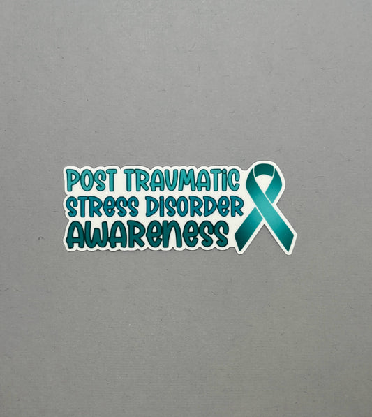 Post Traumatic Stress Disorder Awareness with Ribbon Sticker