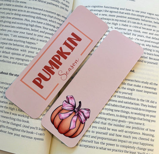 Pumpkin Season with Pumpkin & Pink coquette bow Bookmark