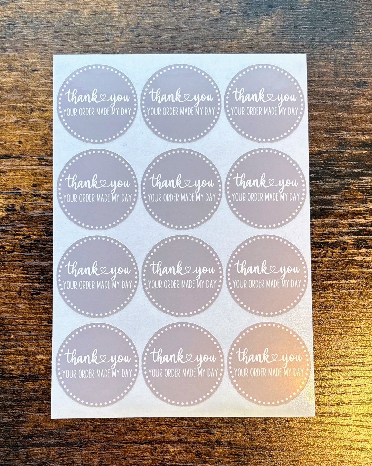 Thank you Your Order Made My Day Packaging Stickers - Boho Purple