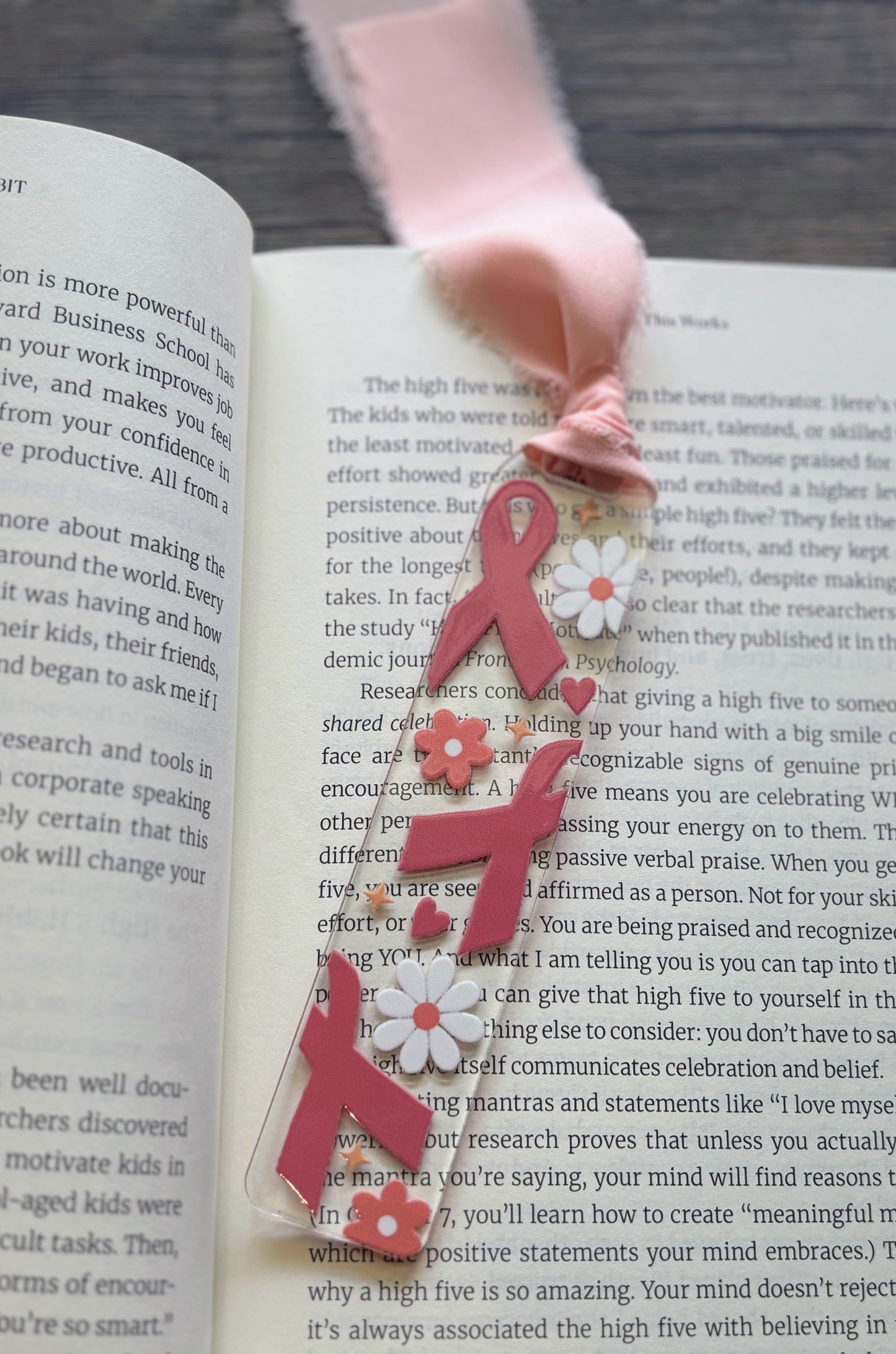 Pink Breast Cancer Awareness Ribbon Bookmark
