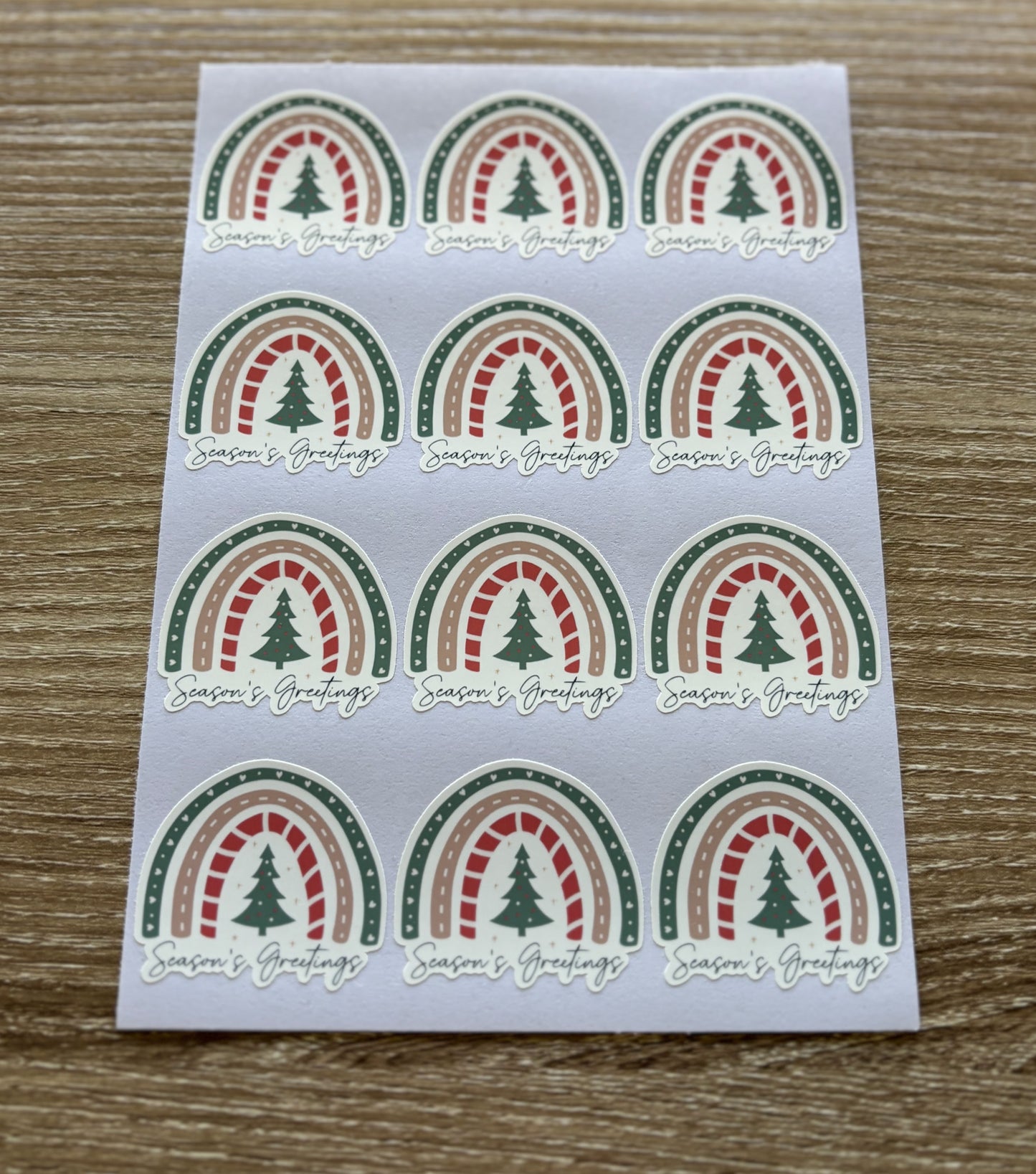 Season's Greetings Rainbow Sticker Sheet - 12 Stickers