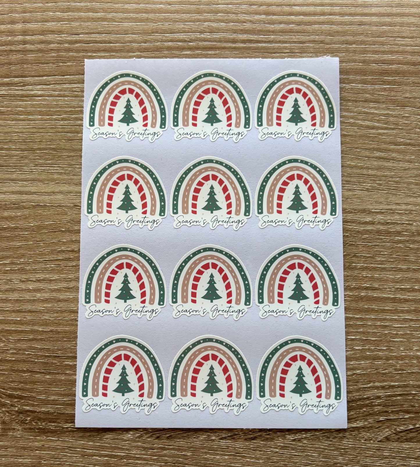 Season's Greetings Rainbow Sticker Sheet - 12 Stickers