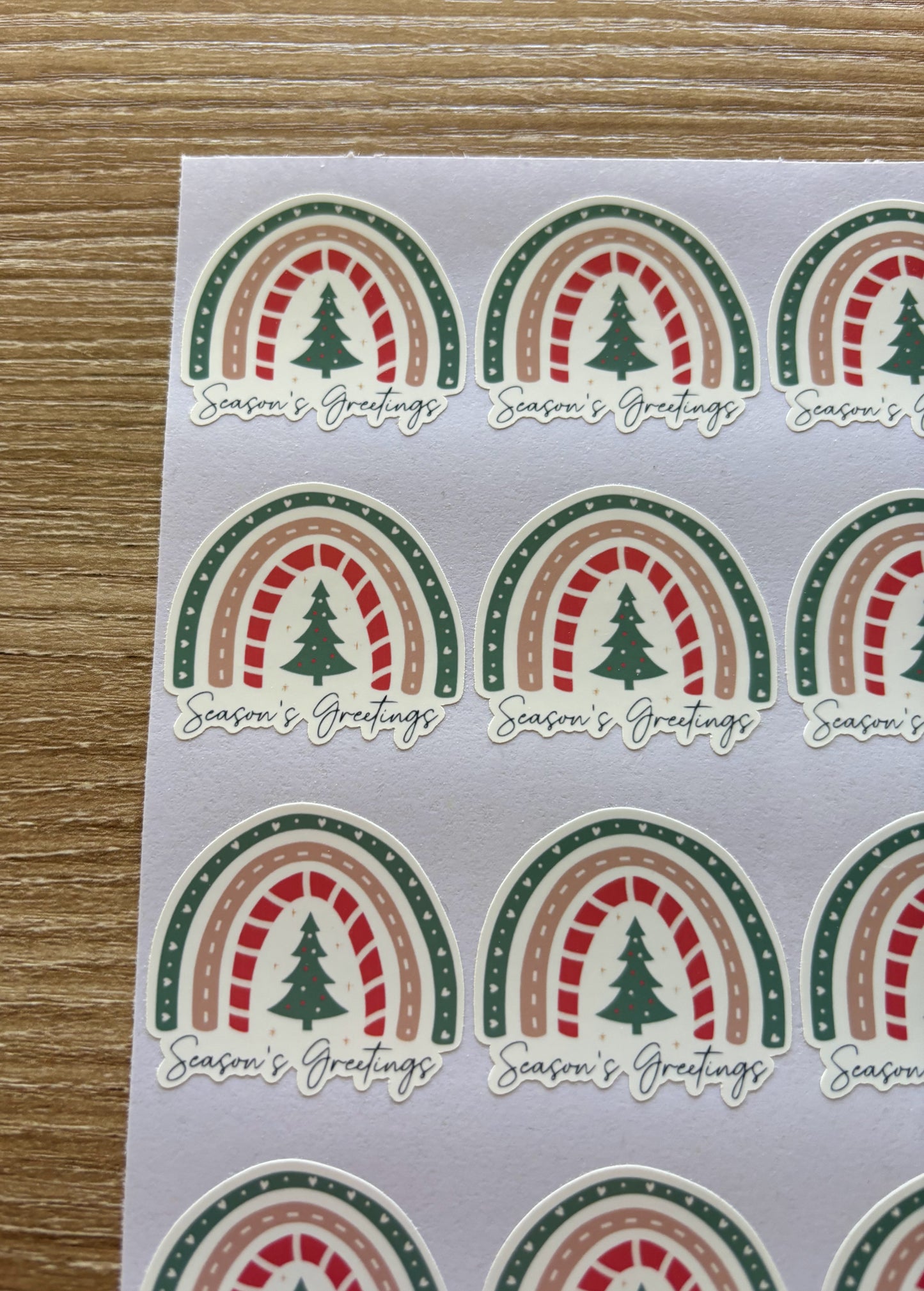 Season's Greetings Rainbow Sticker Sheet - 12 Stickers