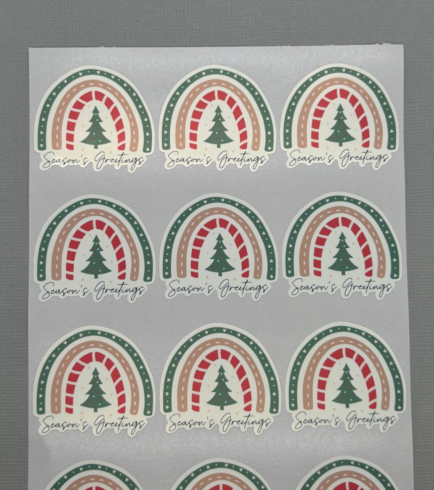 Season's Greetings Rainbow Sticker Sheet - 12 Stickers