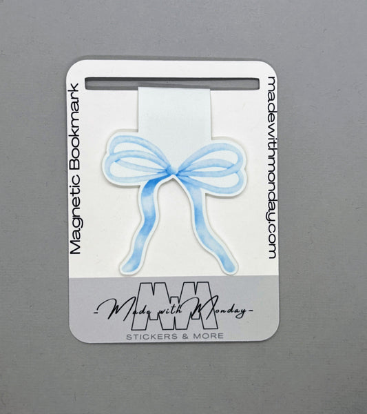 Blue Coquette Bow Magnetic Bookmark