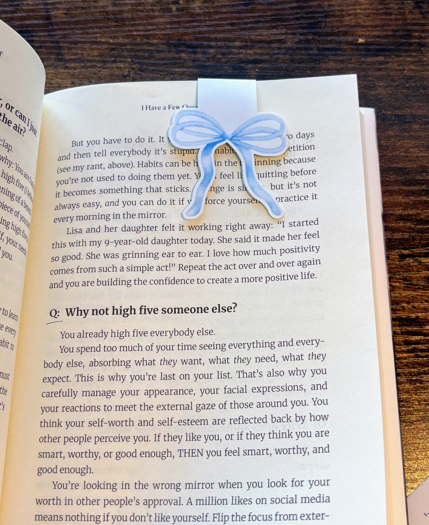 Blue Coquette Bow Magnetic Bookmark