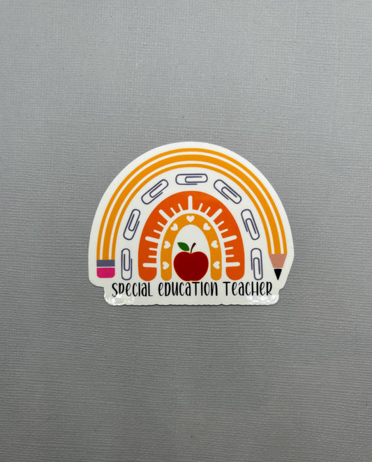 Special Education Teacher Pencil Rainbow Sticker