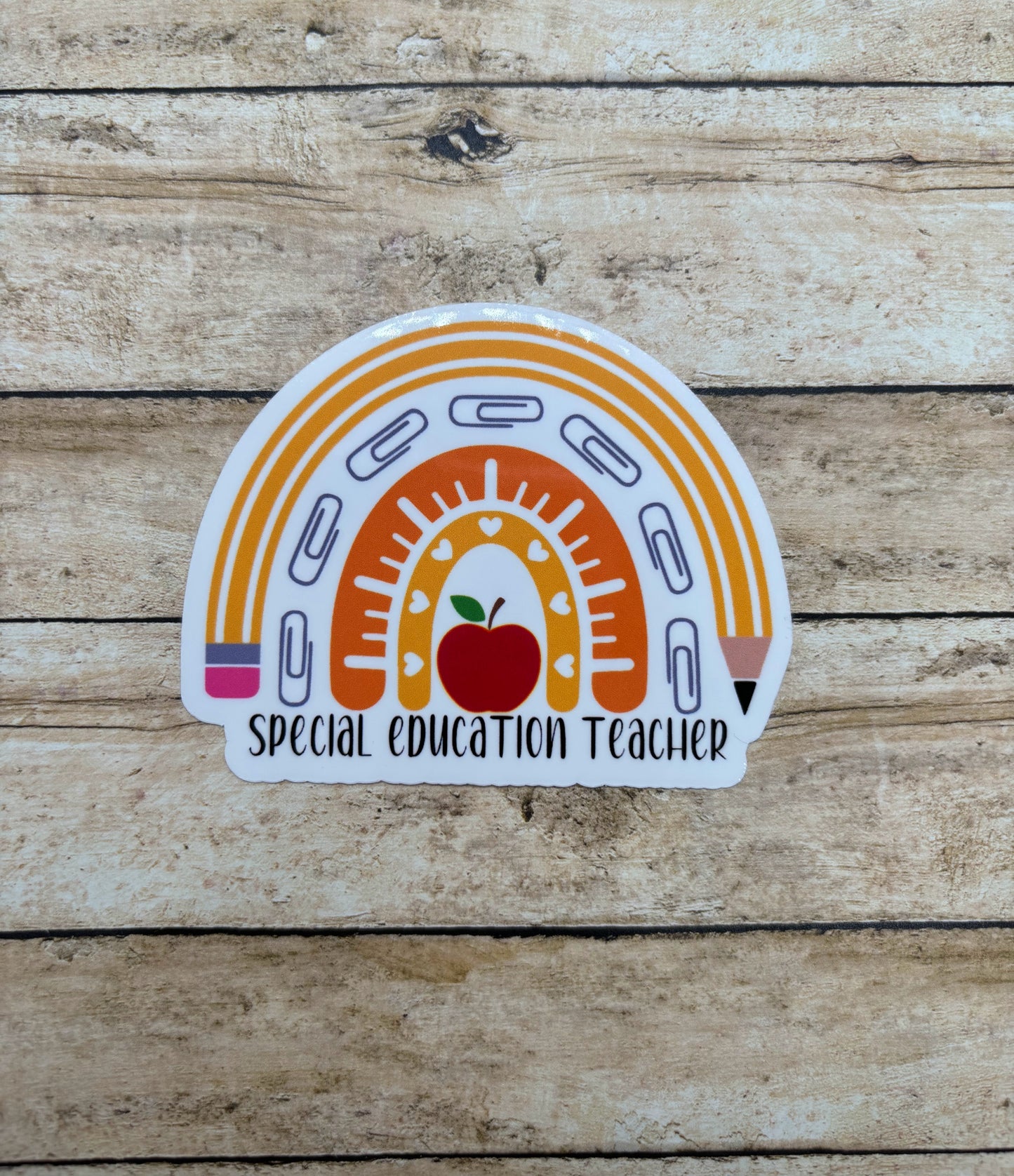 Special Education Teacher Pencil Rainbow Sticker