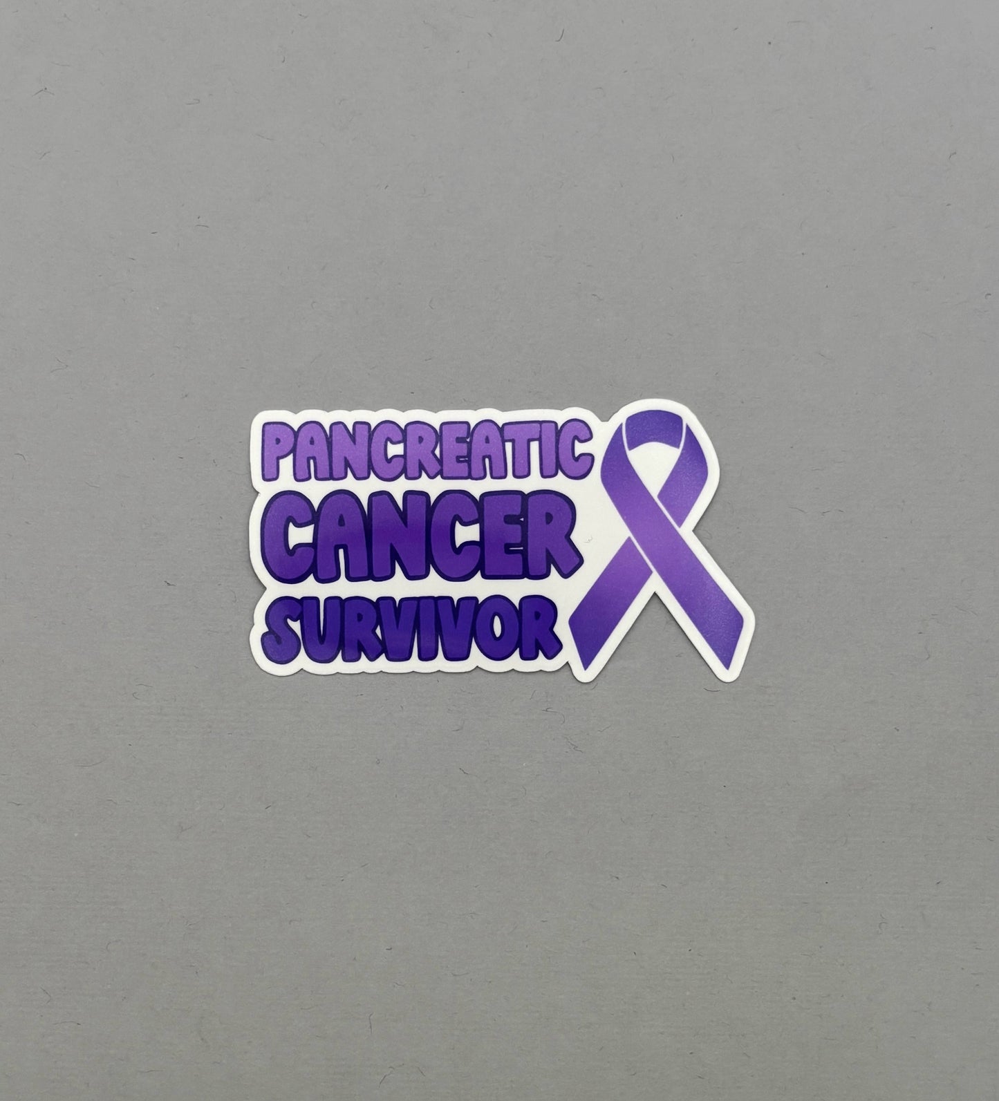 Pancreatic Cancer Survivor with Ribbon Sticker