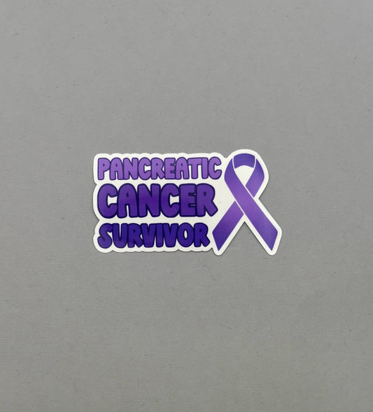 Pancreatic Cancer Survivor with Ribbon Sticker