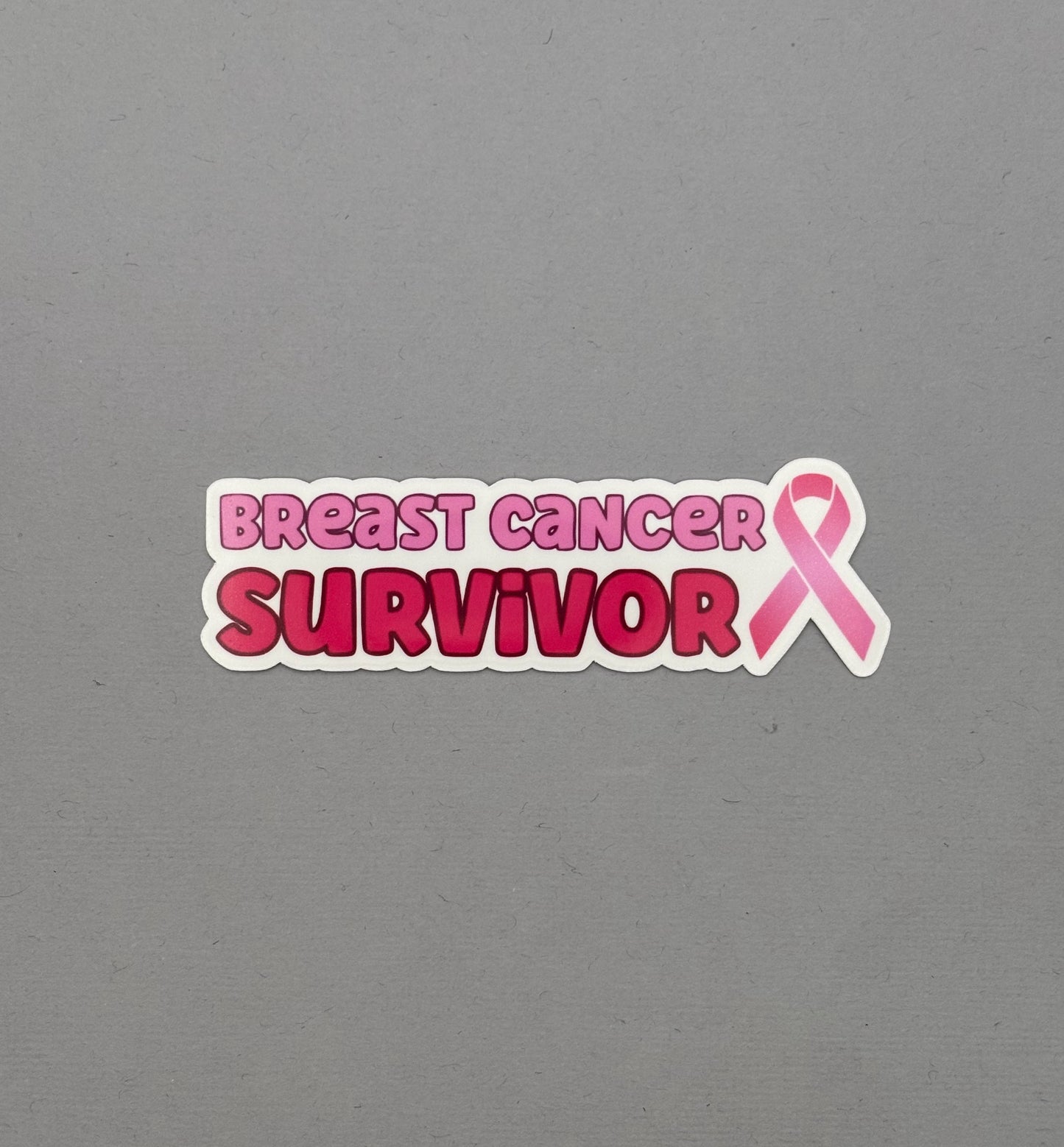 Breast Cancer Survivor with Ribbon Sticker