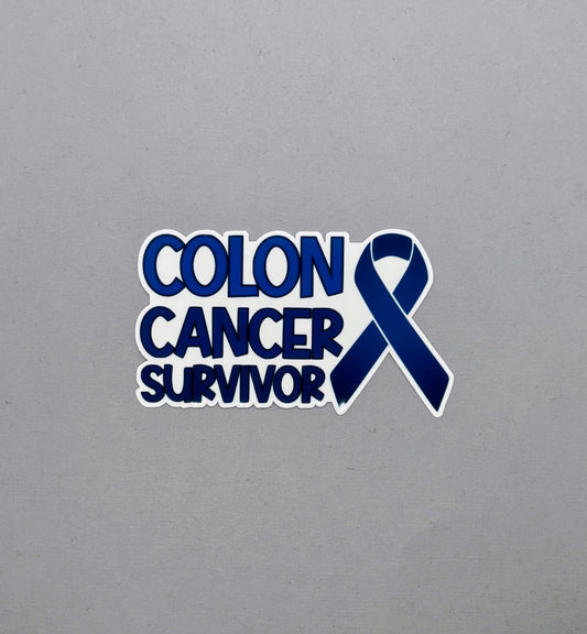 Colon Cancer Survivor with Ribbon Sticker