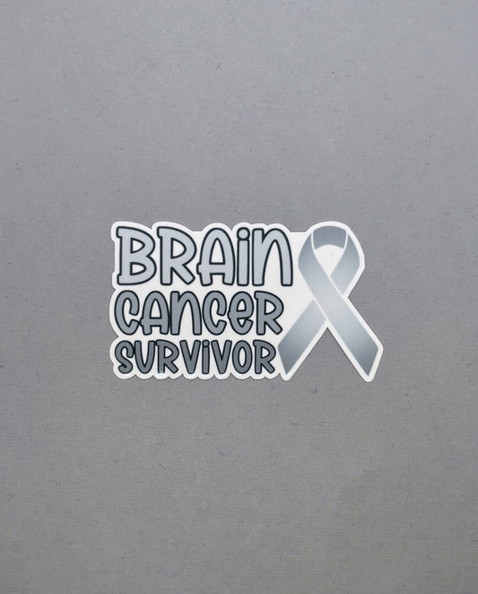 Brain Cancer Survivor with Ribbon Sticker