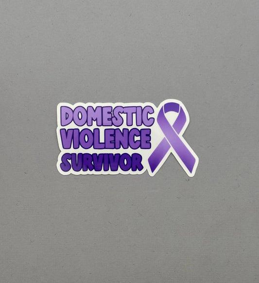 Domestic Violence Survivor with Ribbon Sticker