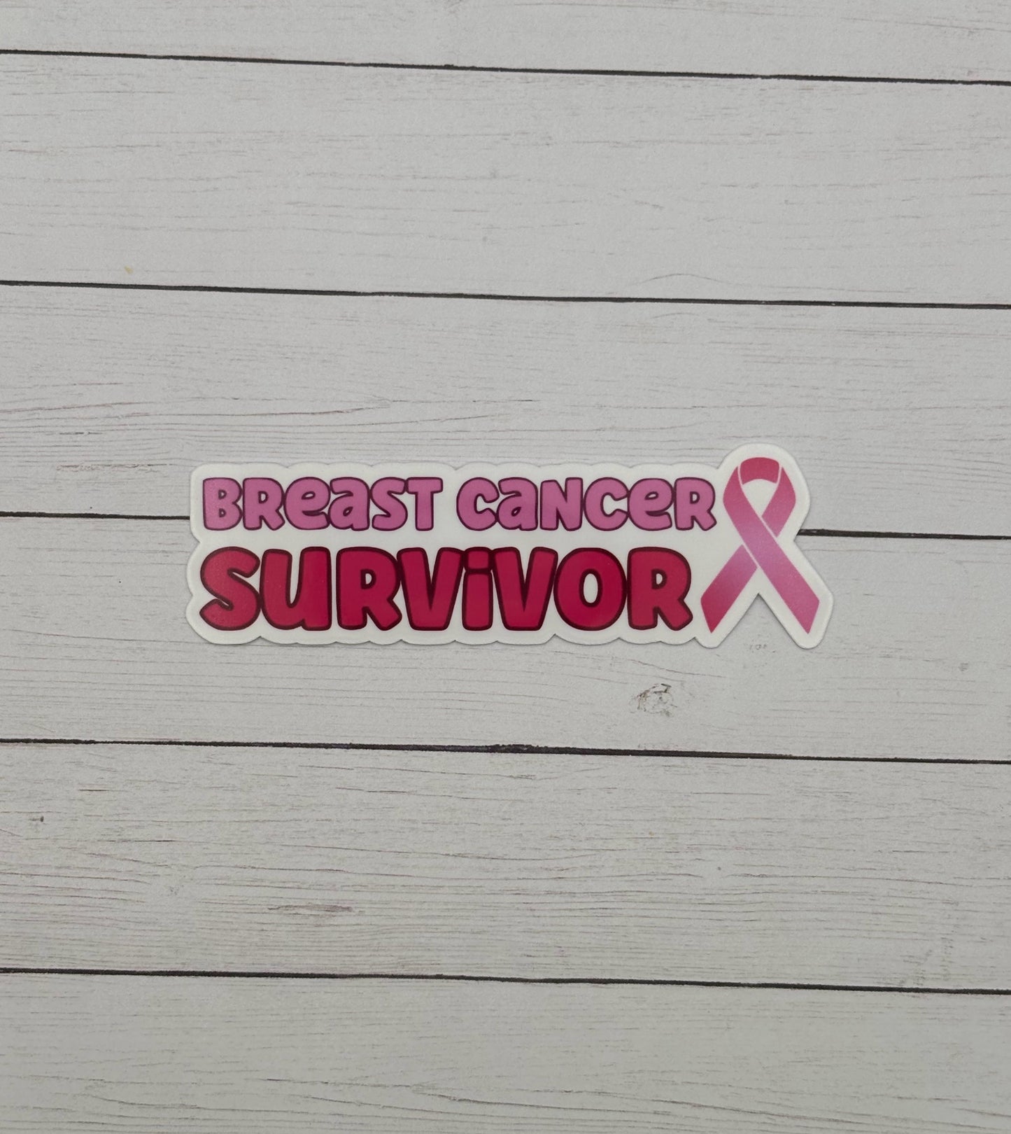 Breast Cancer Survivor with Ribbon Sticker
